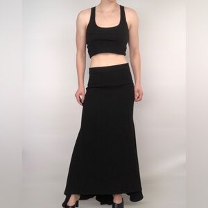 NWT Timeless Naeem Khan Maxi High Low Tail‎ Crepe Skirt Black Size 10